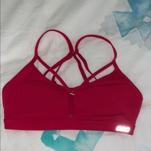 super cute red strappy sports bra